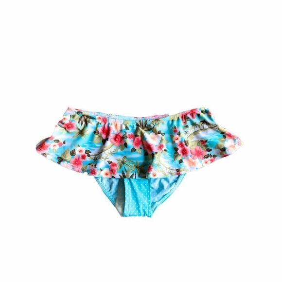 St. tropez polka dot bikini bottom w/ floral skirt - Picture 1 of 8